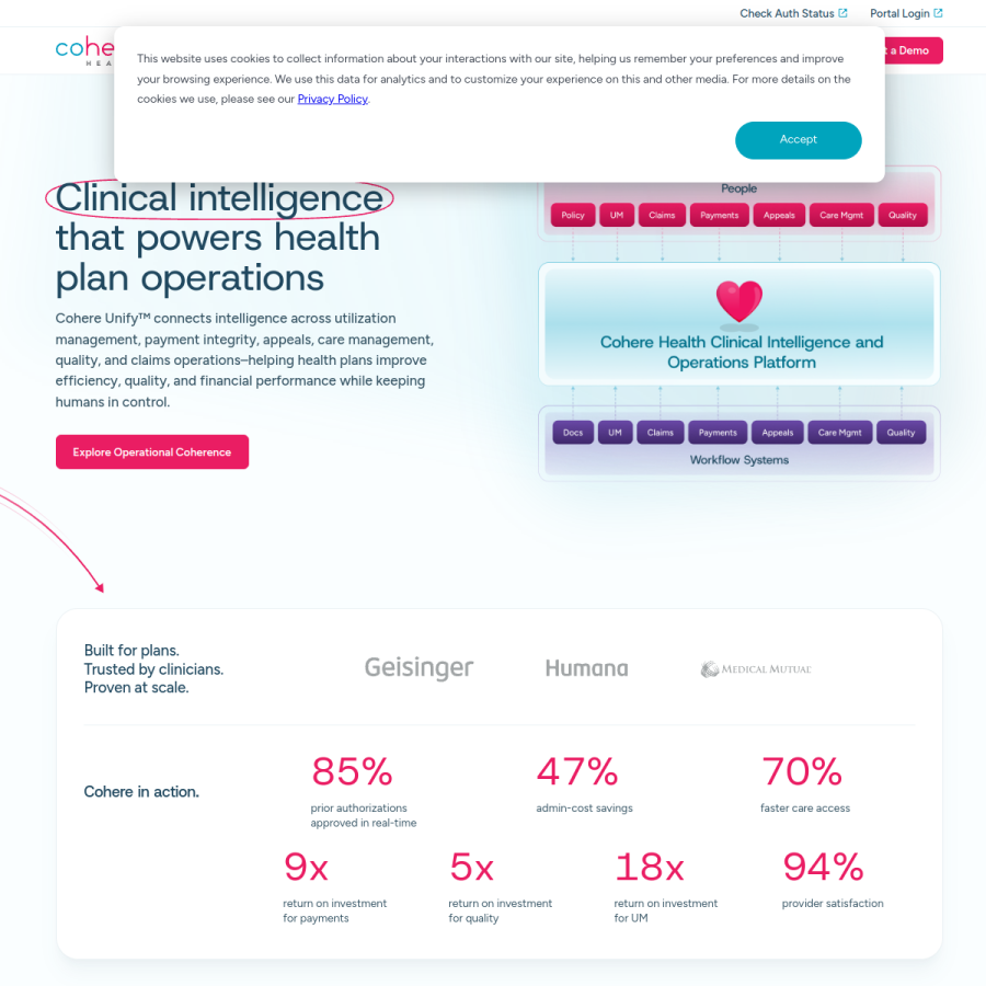 coherehealth.com homepage screenshot