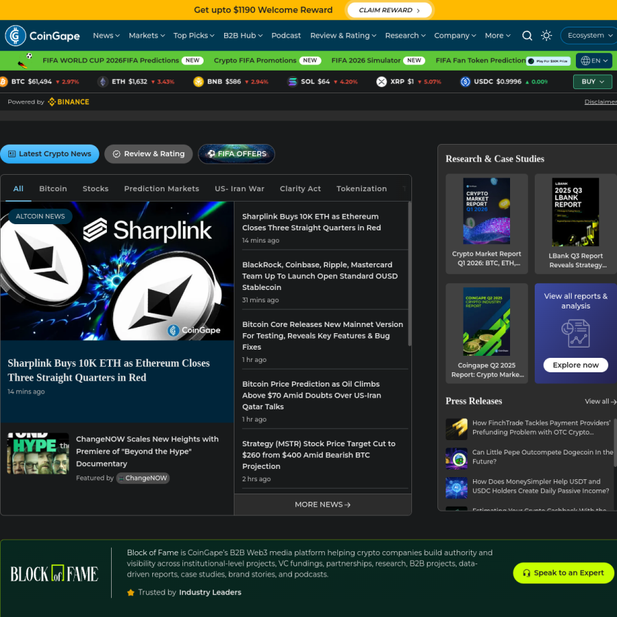 coingape.com homepage screenshot