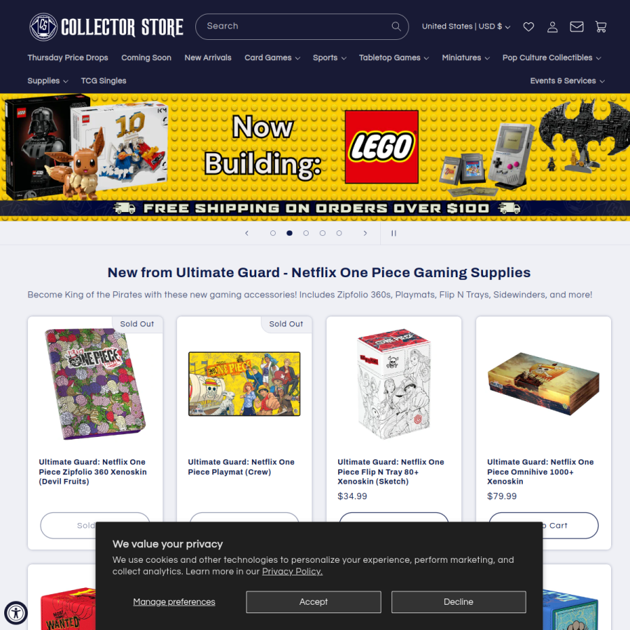 collectorstore.com homepage screenshot