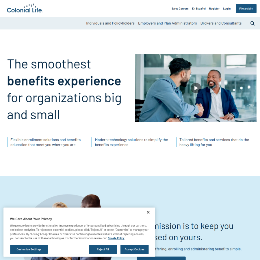 coloniallife.com homepage screenshot