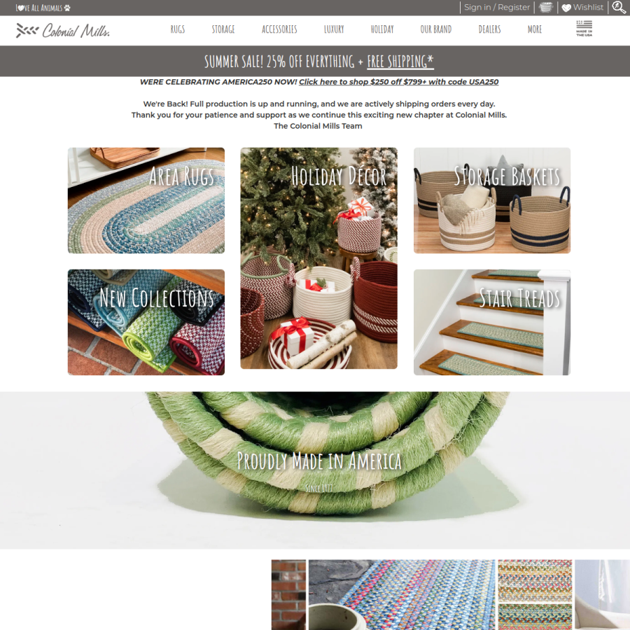 colonialmills.com homepage screenshot
