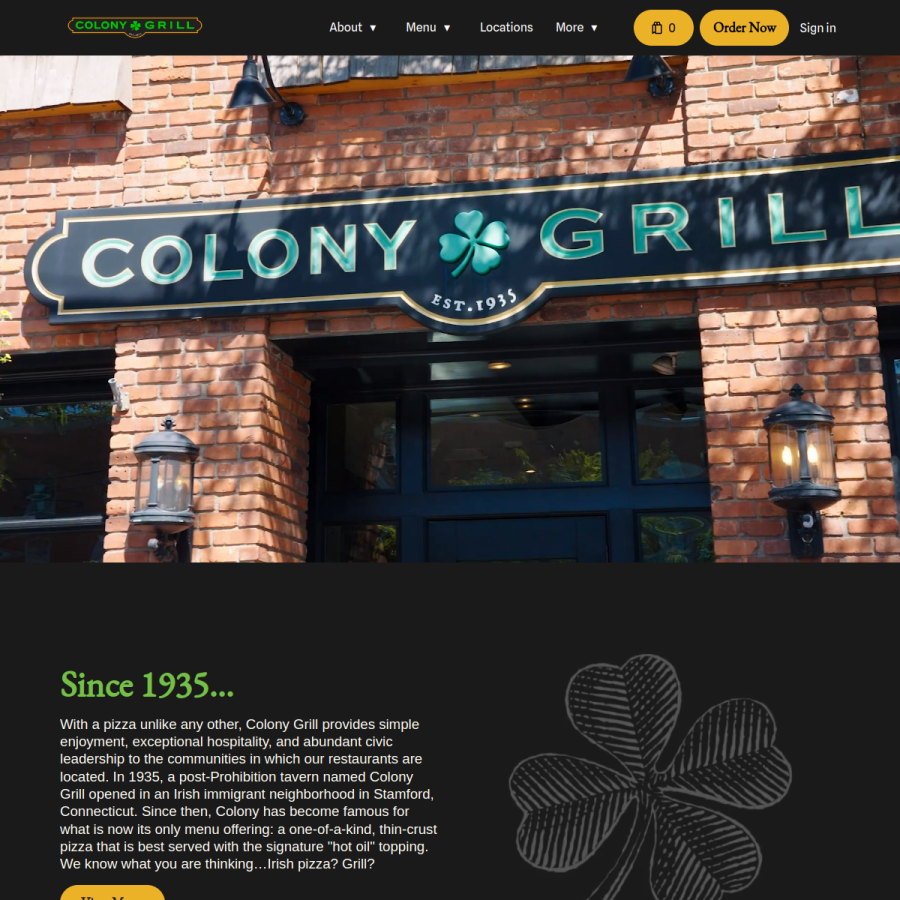 colonygrill.com homepage screenshot