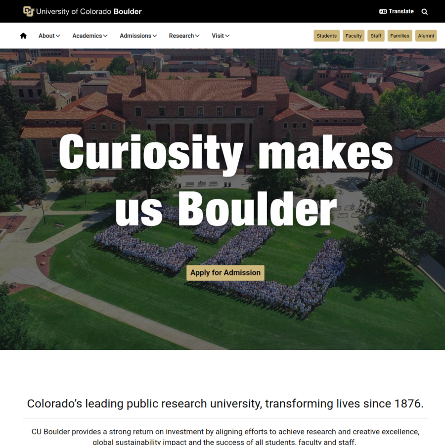 colorado.edu homepage screenshot
