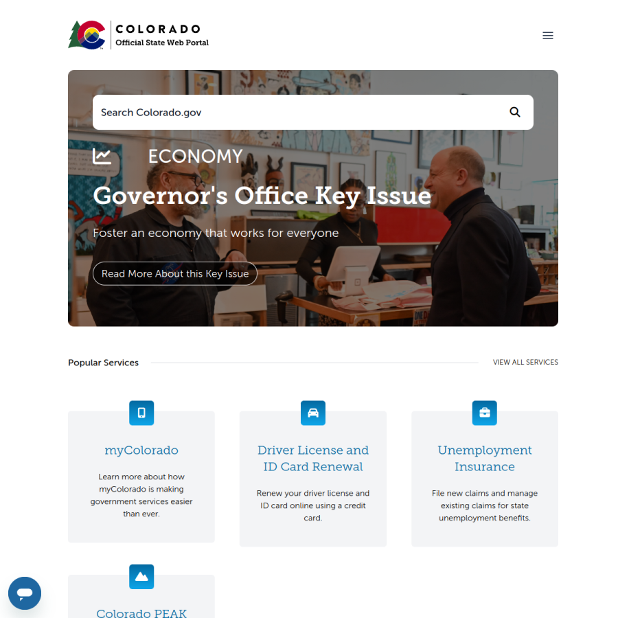 colorado.gov homepage screenshot