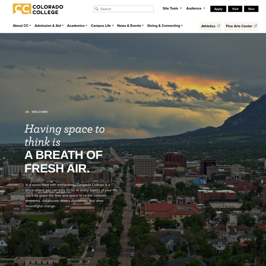 coloradocollege.edu homepage screenshot
