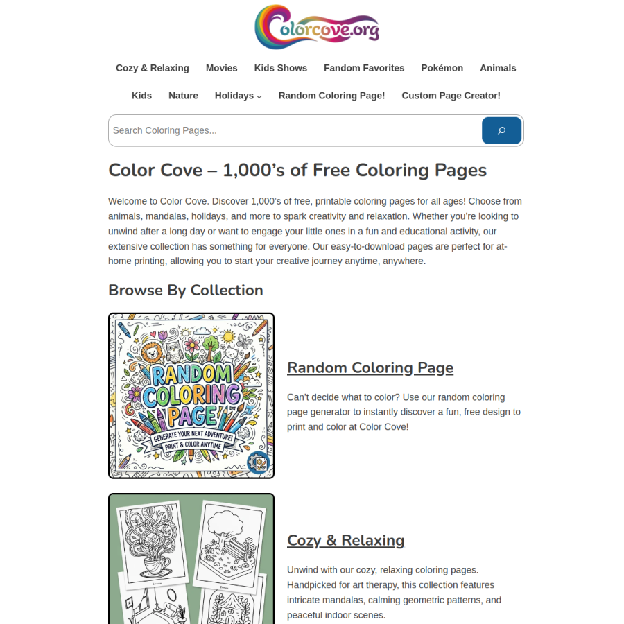 colorcove.org homepage screenshot