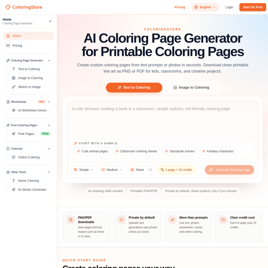 coloringstore.com homepage screenshot
