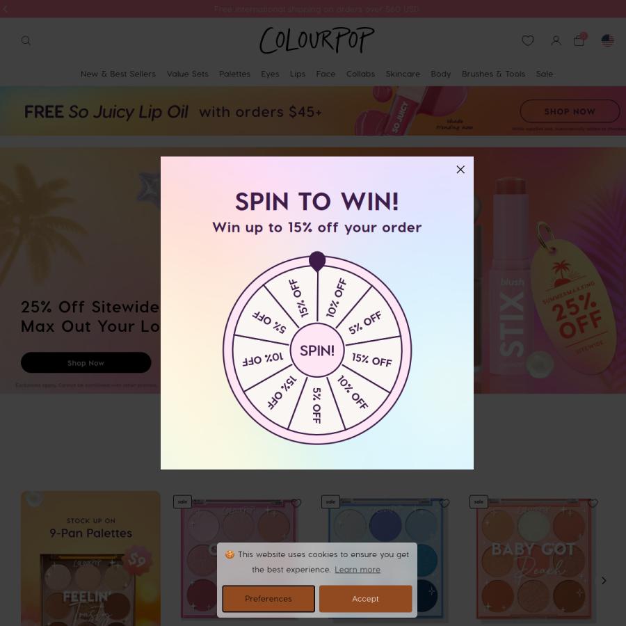 colourpop.com homepage screenshot