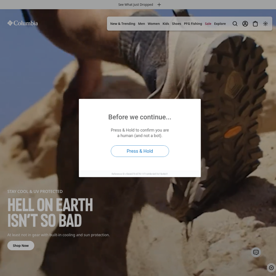 columbia.com homepage screenshot