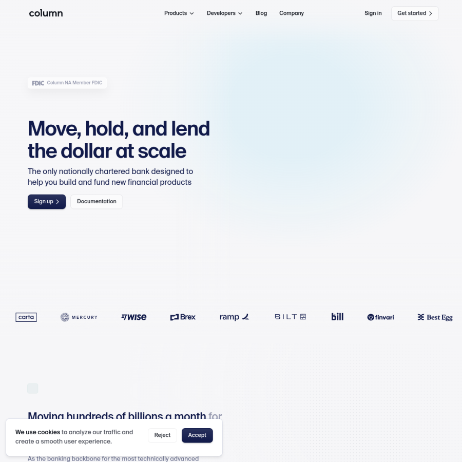 column.com homepage screenshot