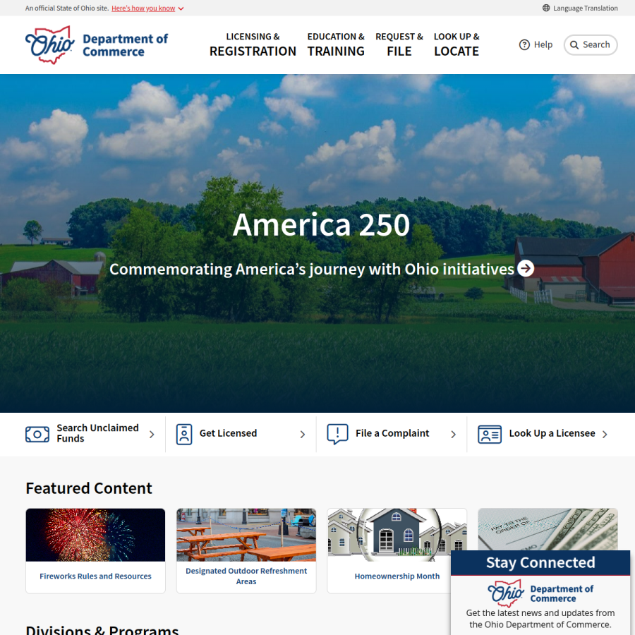 com.ohio.gov homepage screenshot