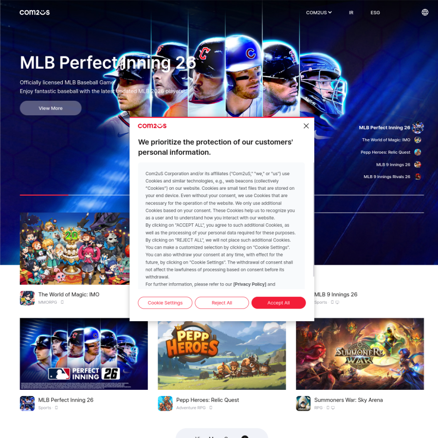 com2us.com homepage screenshot