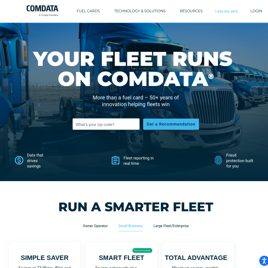 comdata.com homepage screenshot