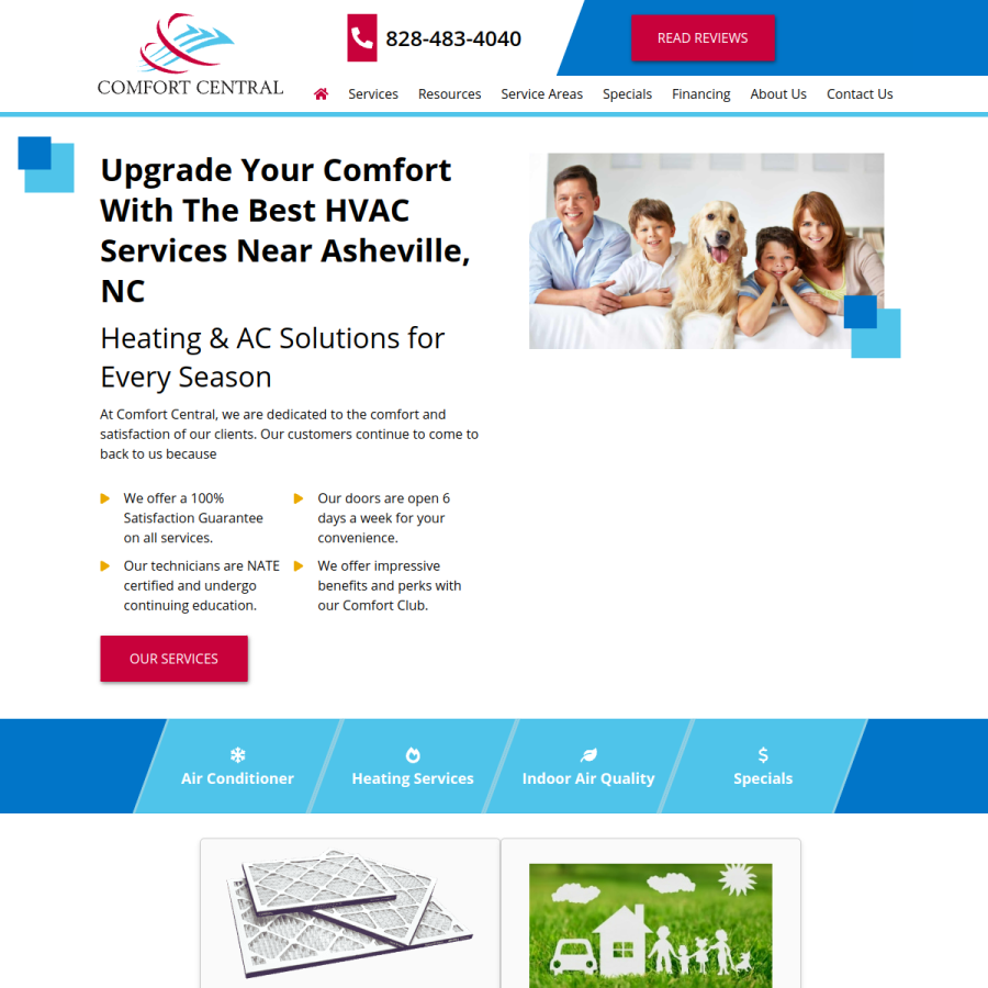 comfort-central.com homepage screenshot