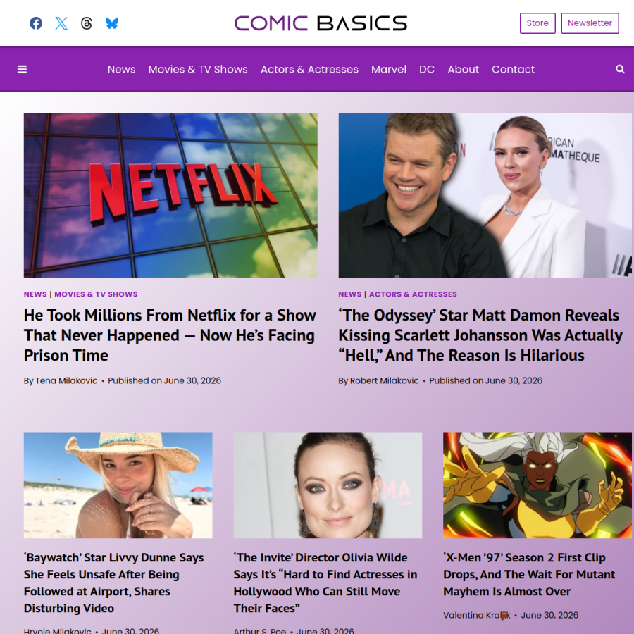 comicbasics.com homepage screenshot