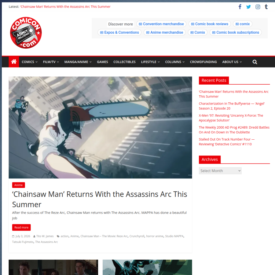 comicon.com homepage screenshot