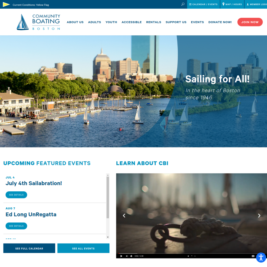 community-boating.org homepage screenshot