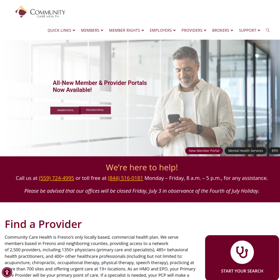 communitycarehealth.org homepage screenshot