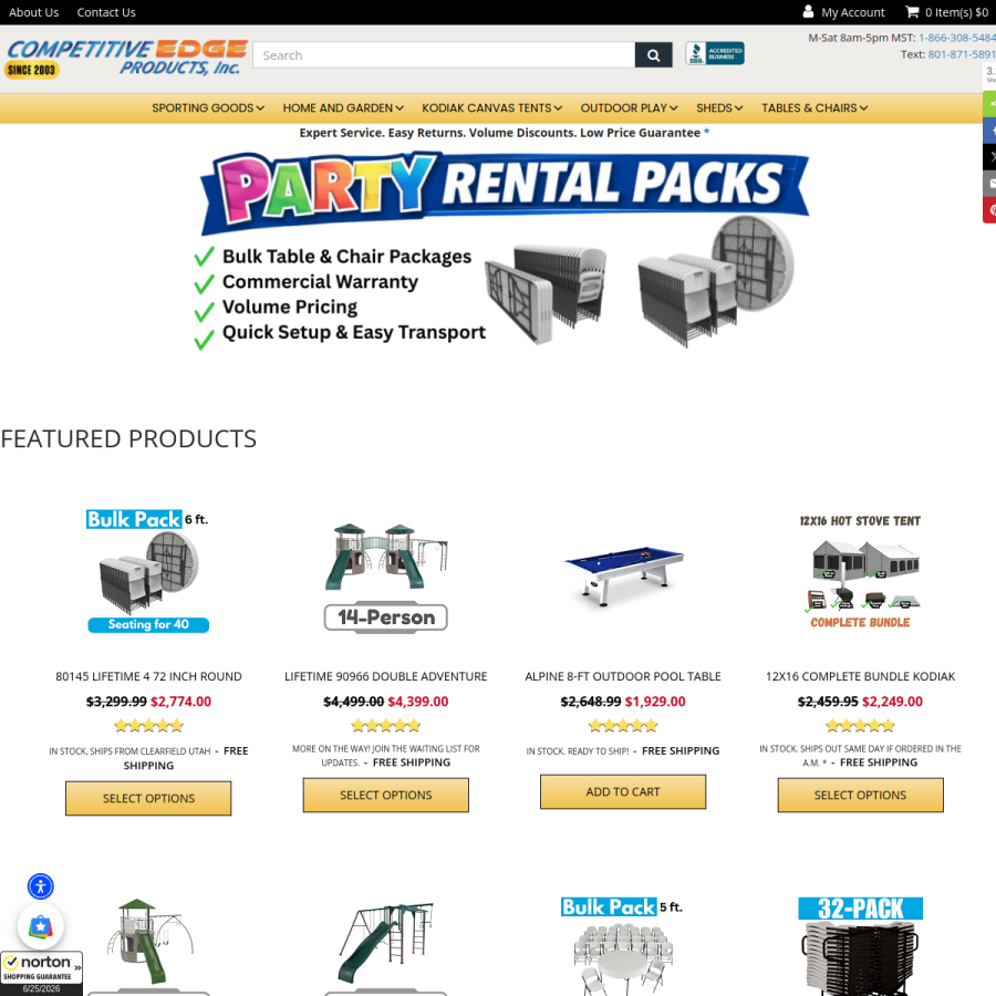 competitiveedgeproducts.com homepage screenshot