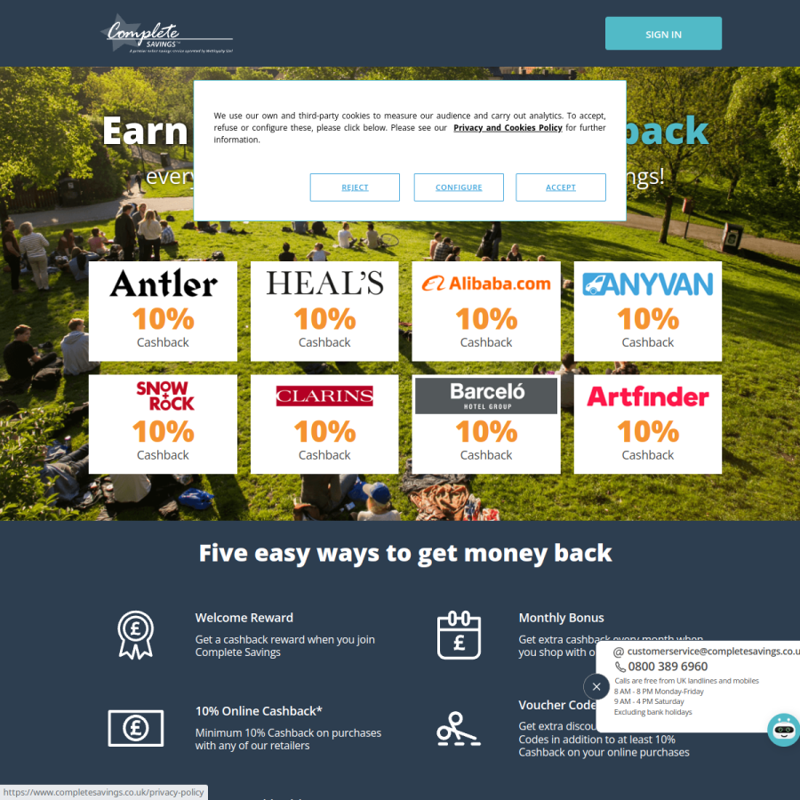 completesavings.co.uk homepage screenshot