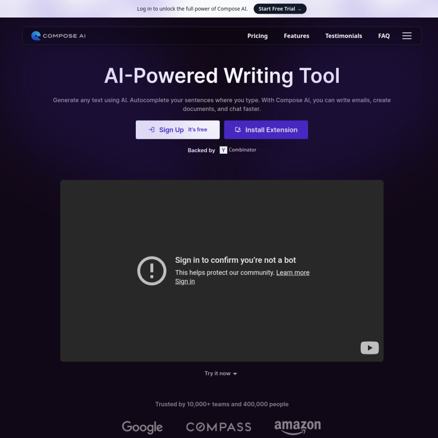 compose.ai homepage screenshot