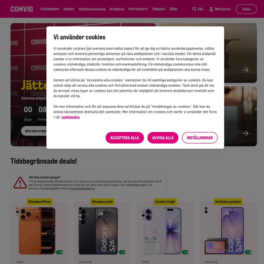 comviq.se homepage screenshot