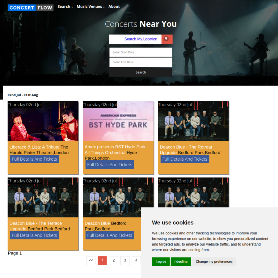 concertflow.com homepage screenshot