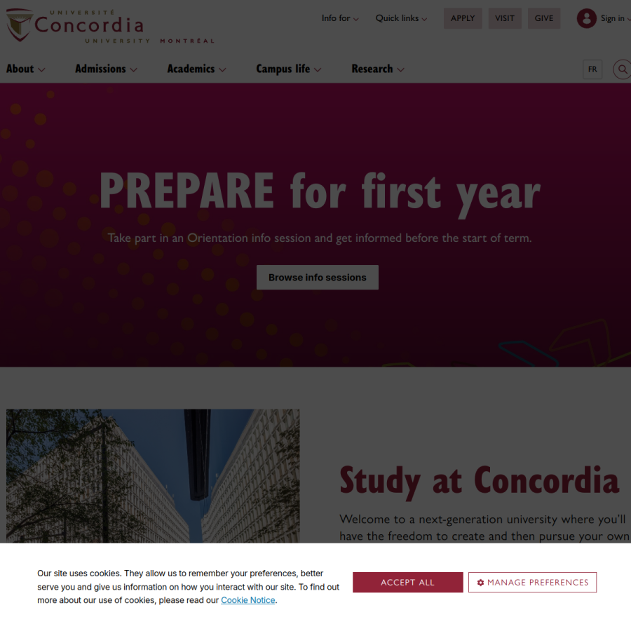 concordia.ca homepage screenshot