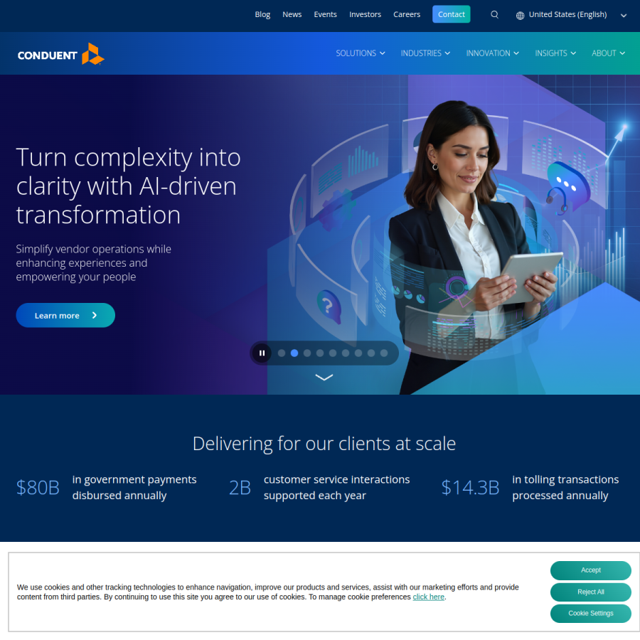 conduent.com homepage screenshot