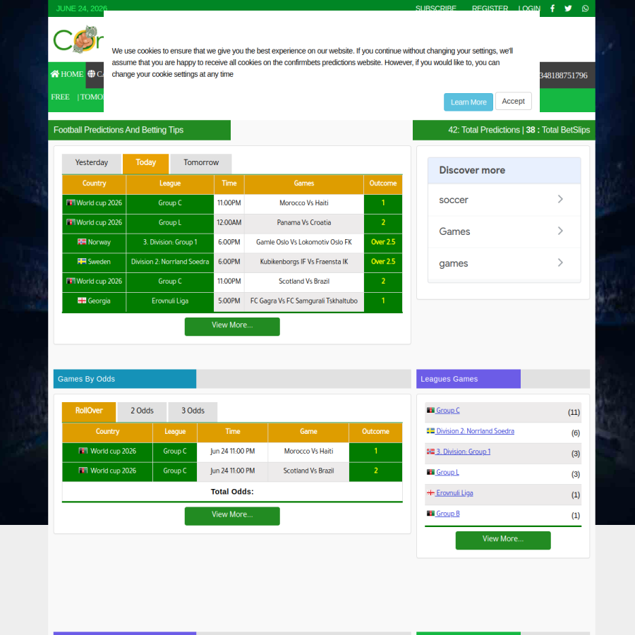 confirmbets.com homepage screenshot