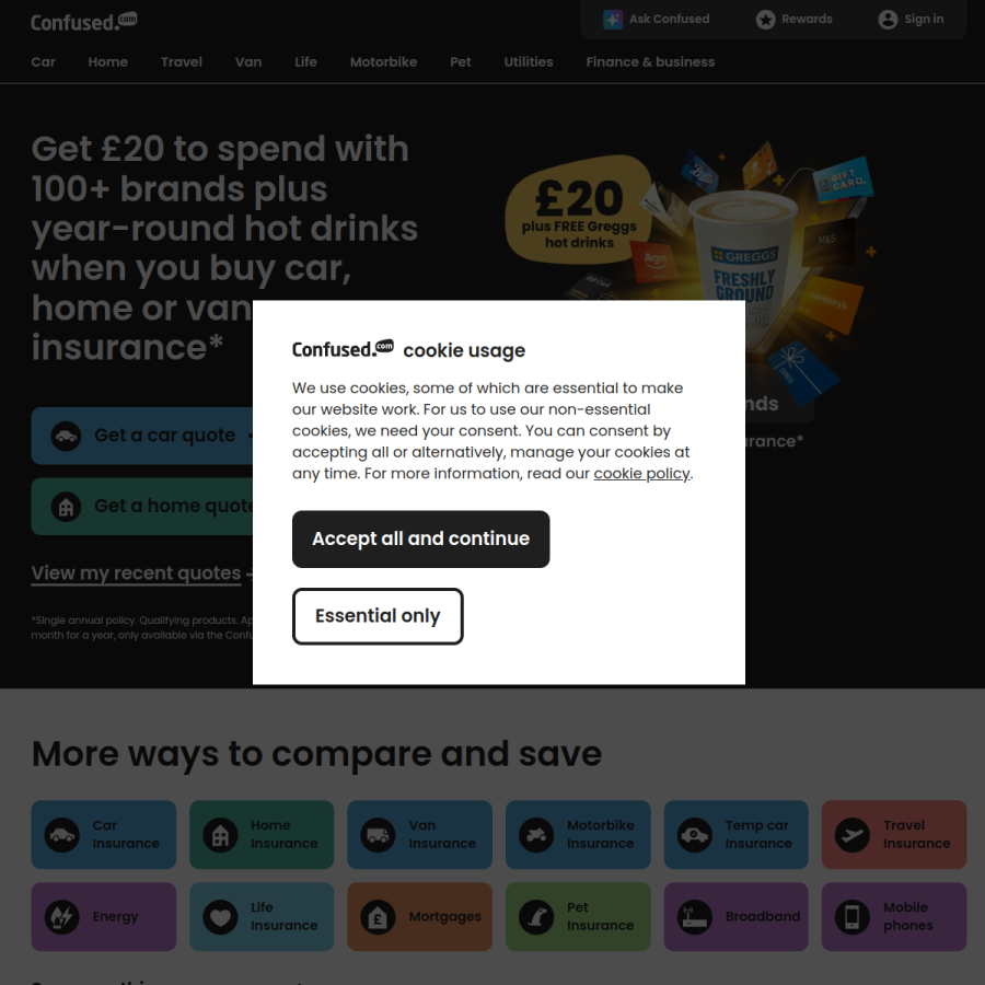 confused.com homepage screenshot