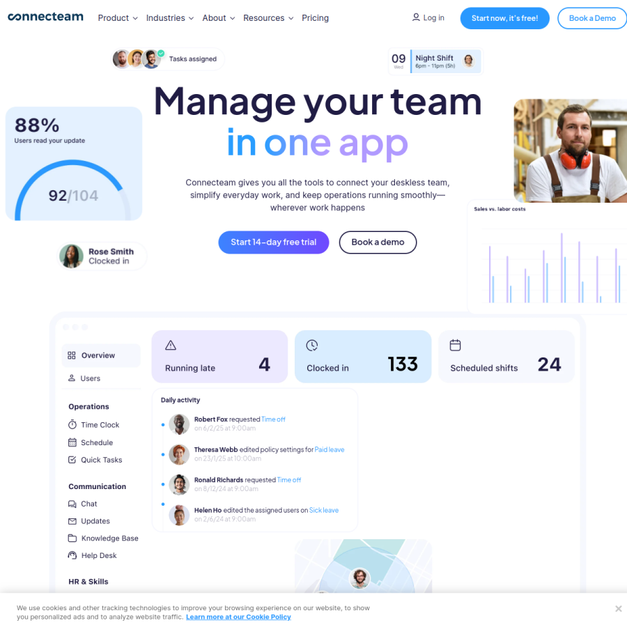 connecteam.com homepage screenshot
