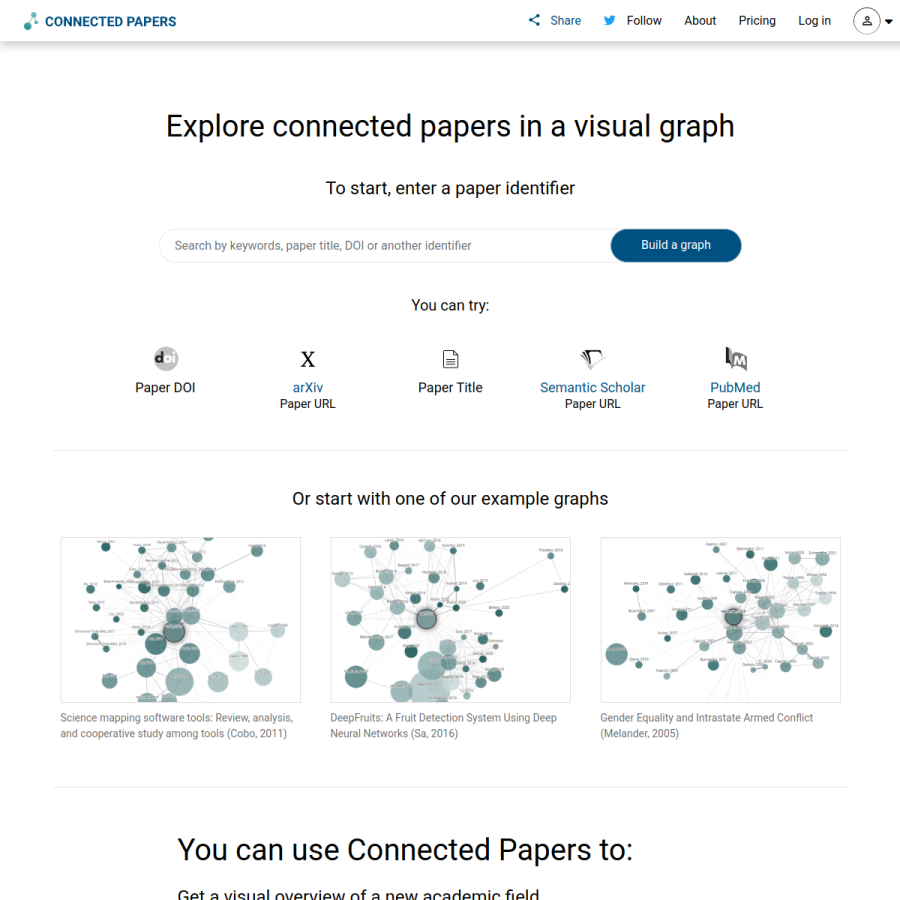 connectedpapers.com homepage screenshot