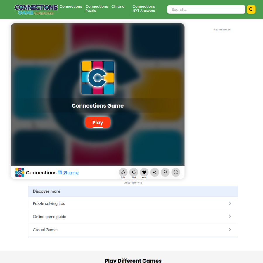 connectionsgame.io homepage screenshot