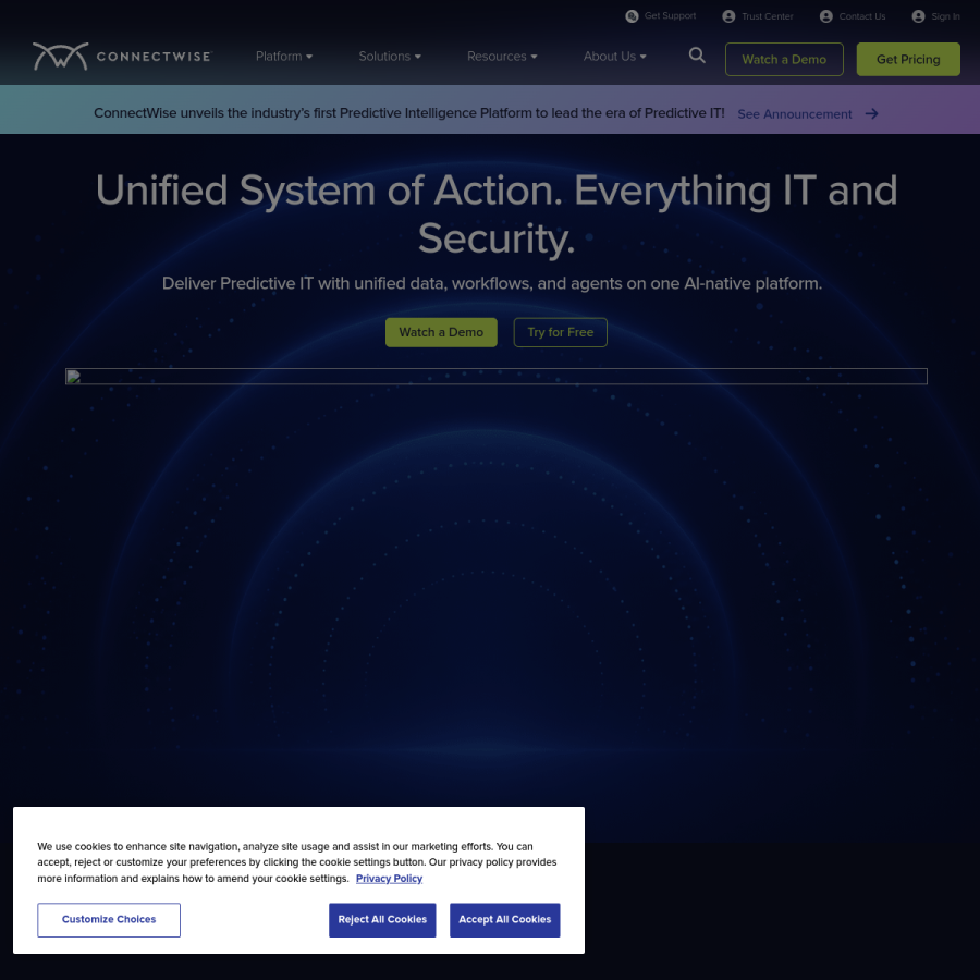 connectwise.com homepage screenshot