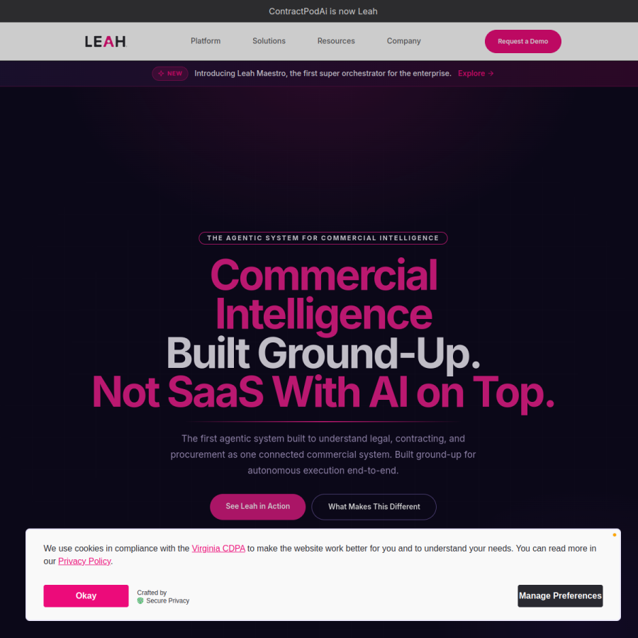 contractpodai.com homepage screenshot