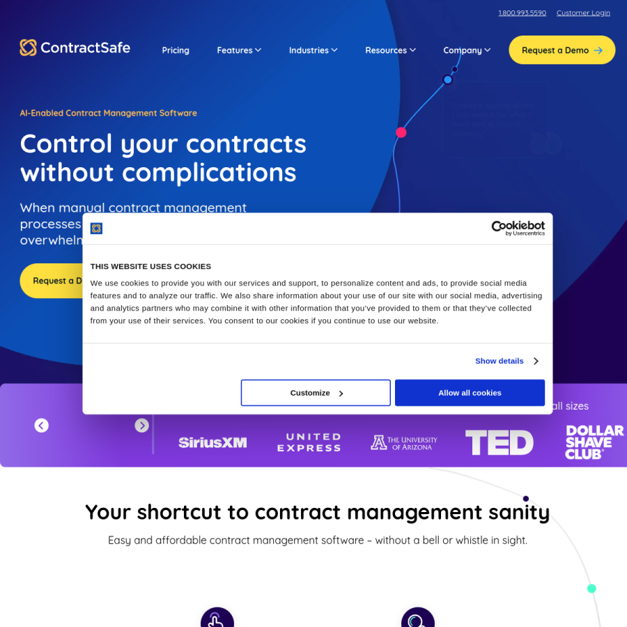 contractsafe.com homepage screenshot