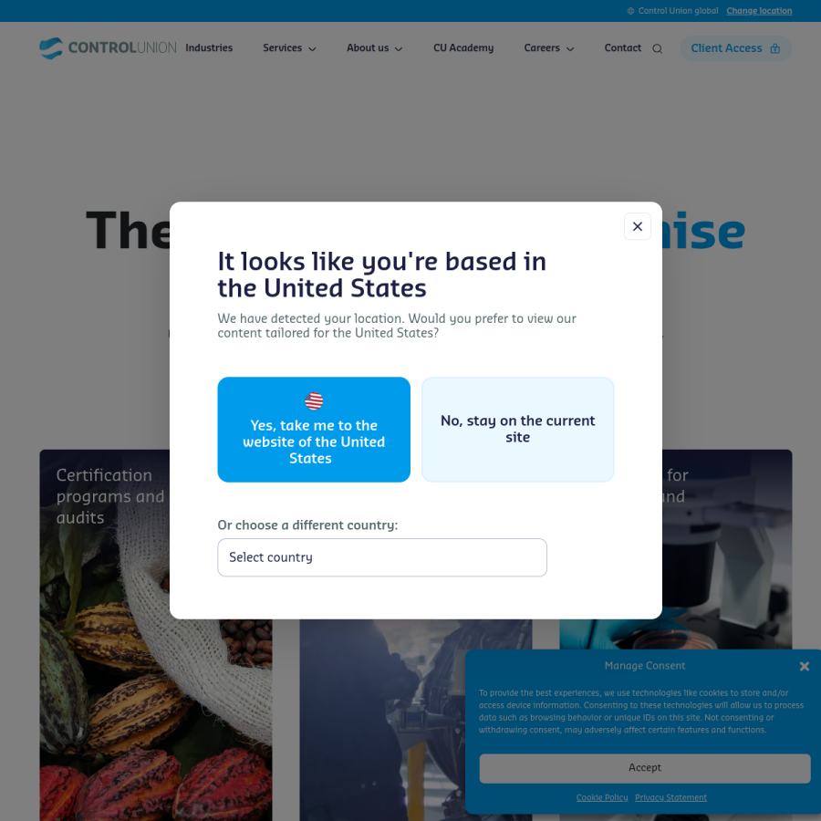 controlunion.com homepage screenshot