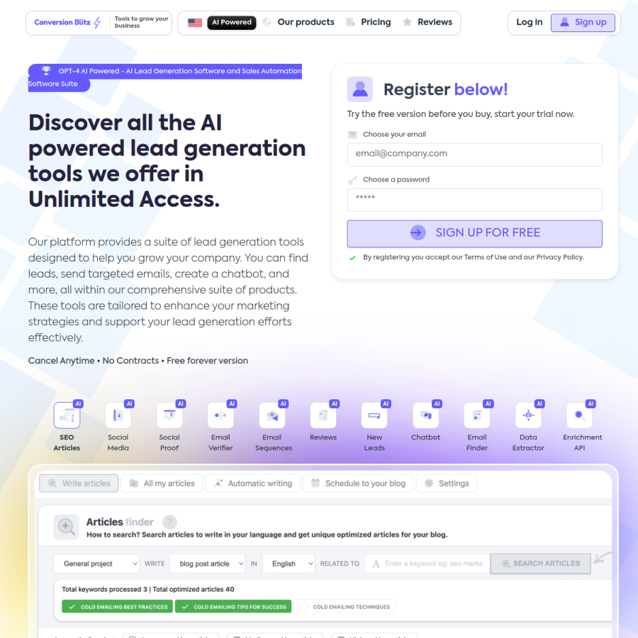 conversionblitz.com homepage screenshot