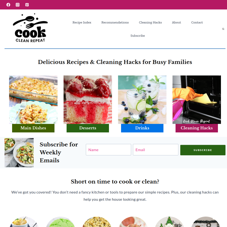 cookcleanrepeat.com homepage screenshot