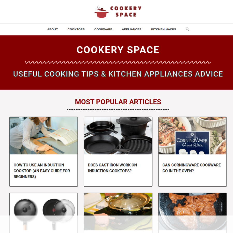 cookeryspace.com homepage screenshot