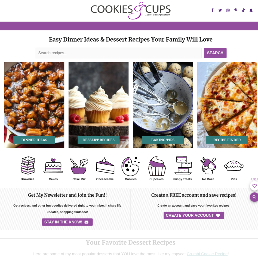 cookiesandcups.com homepage screenshot