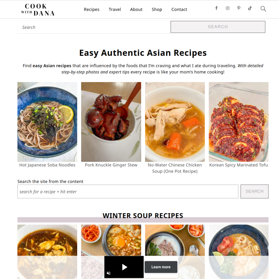 cookwithdana.com homepage screenshot