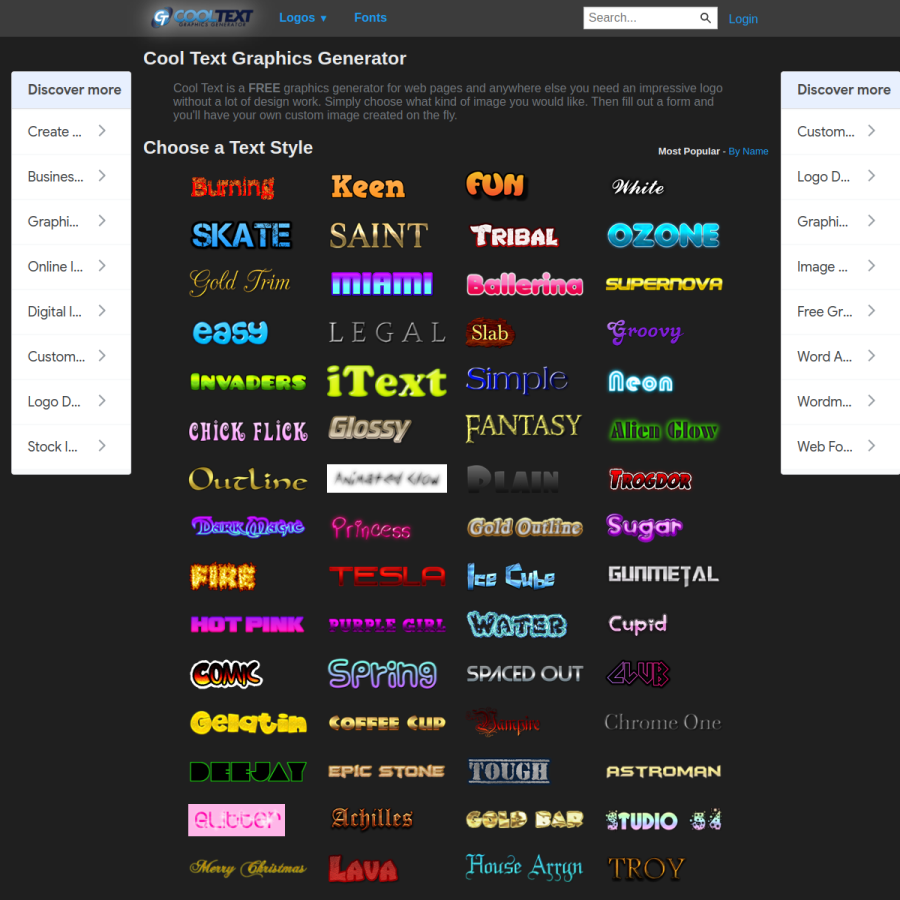 cooltext.com homepage screenshot