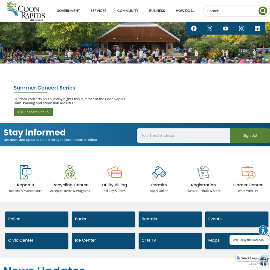 coonrapidsmn.gov homepage screenshot