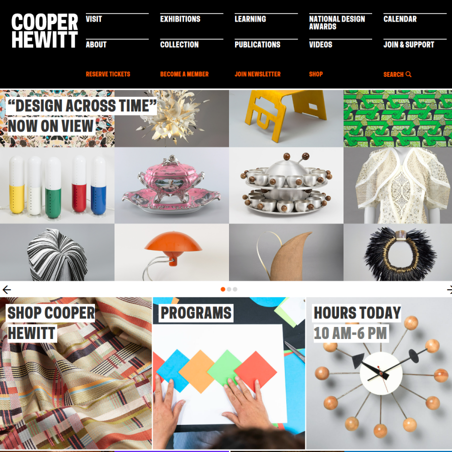 cooperhewitt.org homepage screenshot