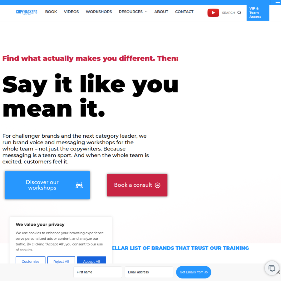 copyhackers.com homepage screenshot