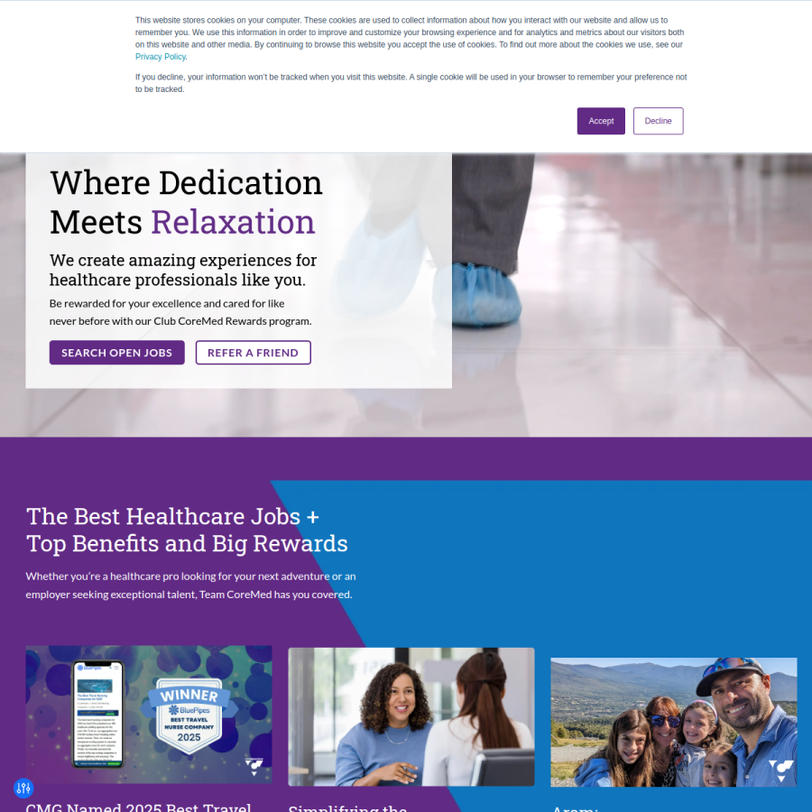 coremedicalgroup.com homepage screenshot