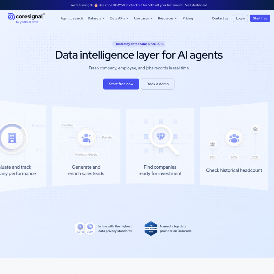 coresignal.com homepage screenshot