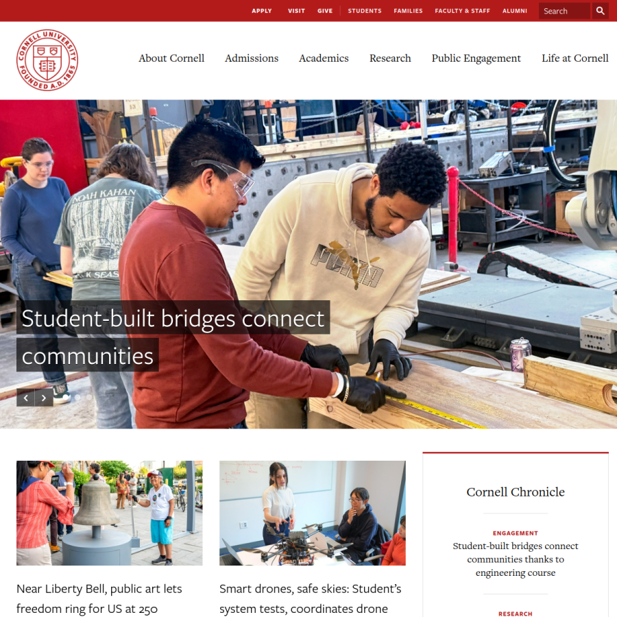 cornell.edu homepage screenshot